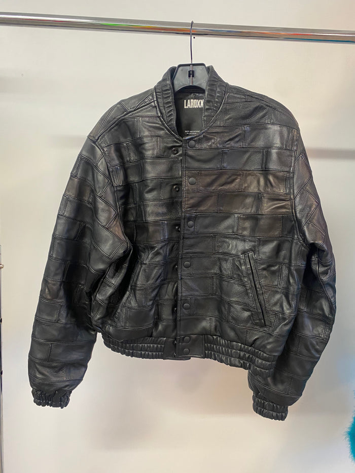 Black Patchwork Leather Jacket