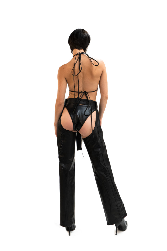 The Black Two-Tone Leather Chaps