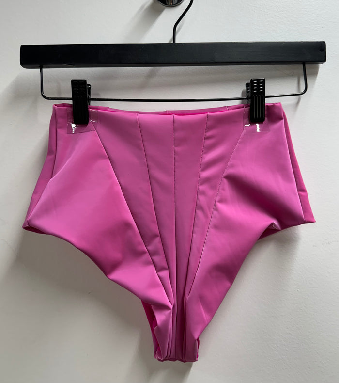 Pink Velvet Vinyl Shorts