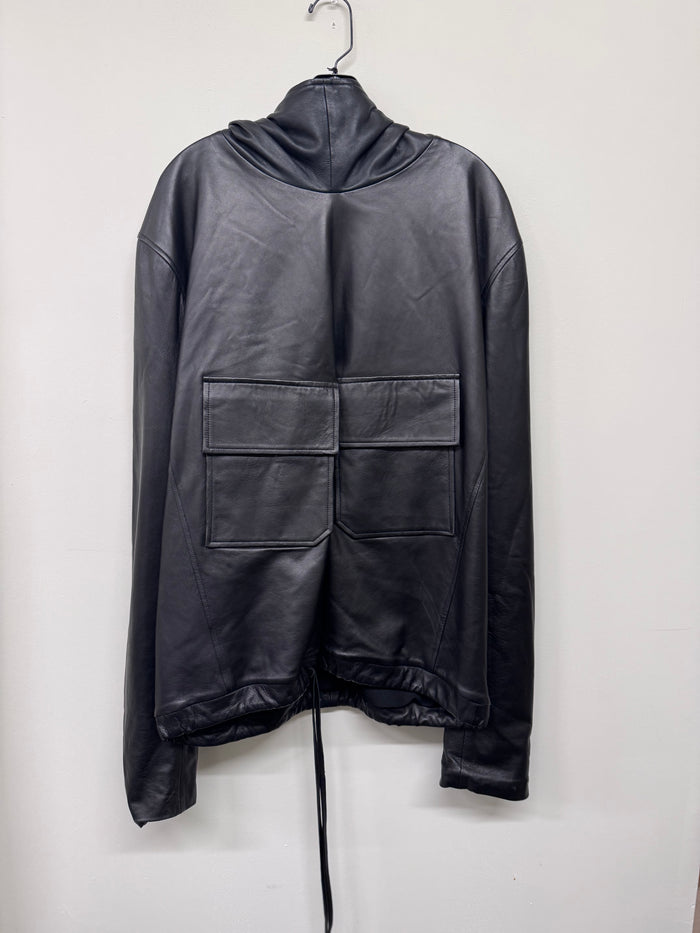 Black Leather Hoodie