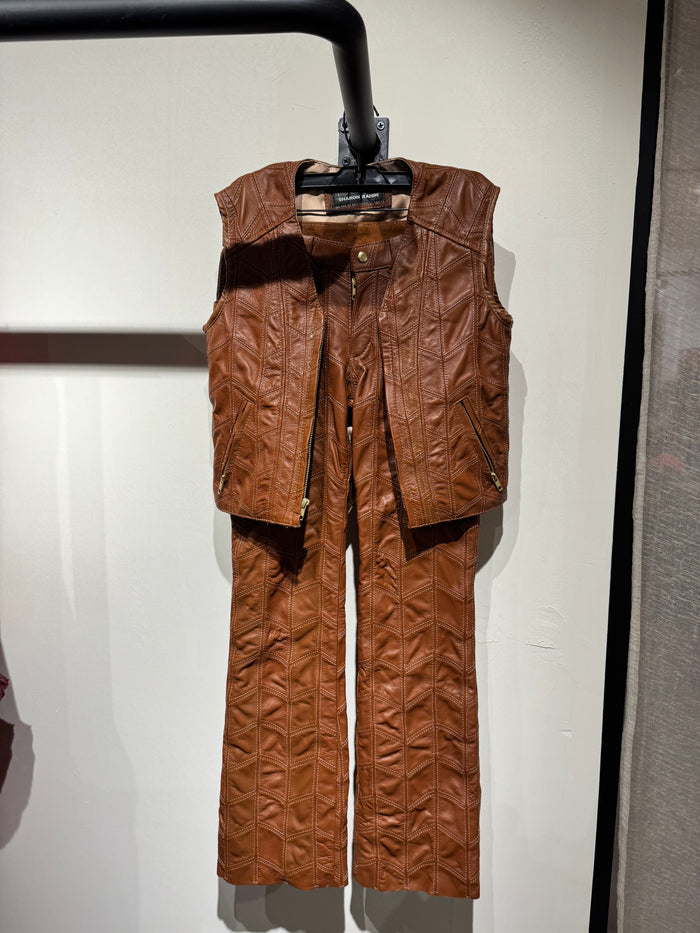 Brown Patchwork Leather Set