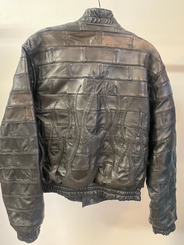 Black Patchwork Leather Jacket