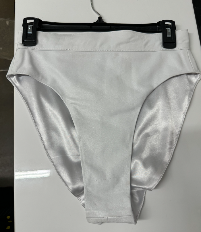 White Leather Zip-up Shorts