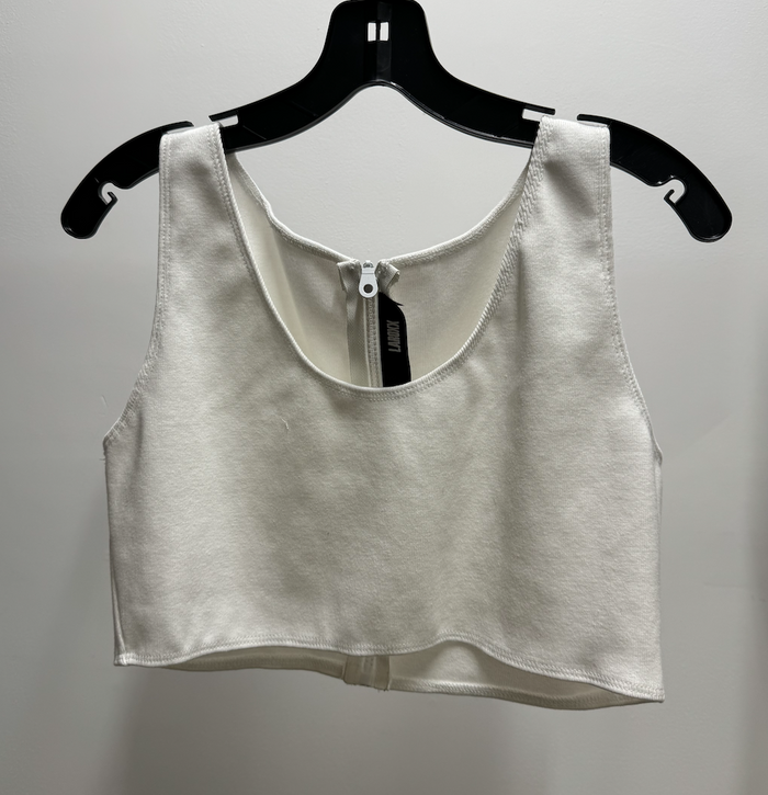 White Rib Knit Crop Top