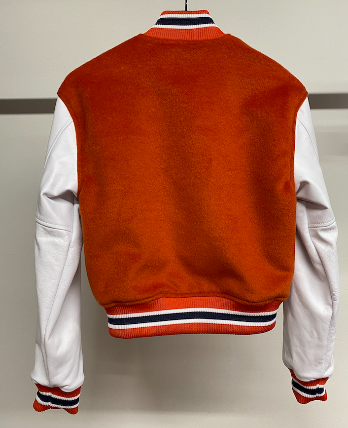Orange Letterman Cropped Jacket