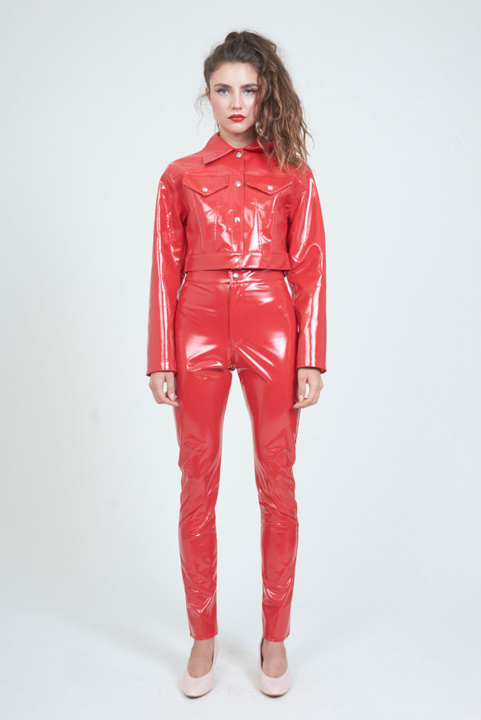 The Red PVC Trucker Jacket