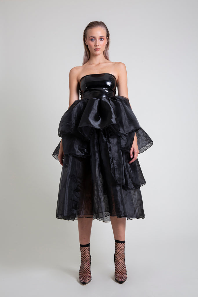 pvc midi dress F250 PVC midi dress with zipper in the front - Noir Handmade