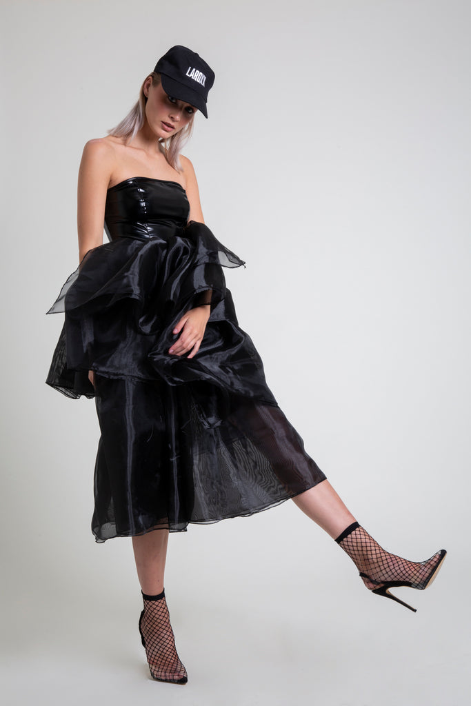 pvc midi dress F250 PVC midi dress with zipper in the front - Noir Handmade