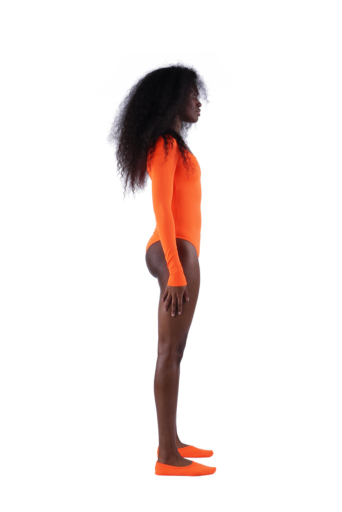The Scoop Neck Bodysuit - Orange