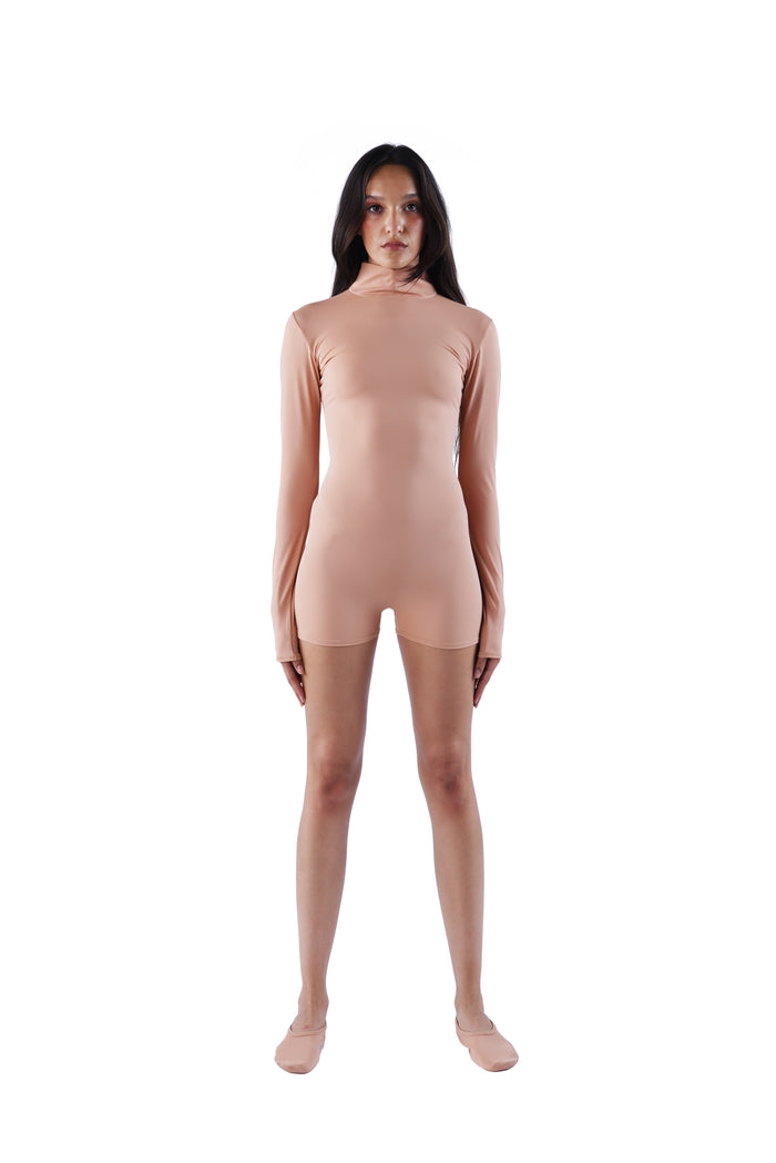 The Long Sleeve Romper - Nude 01